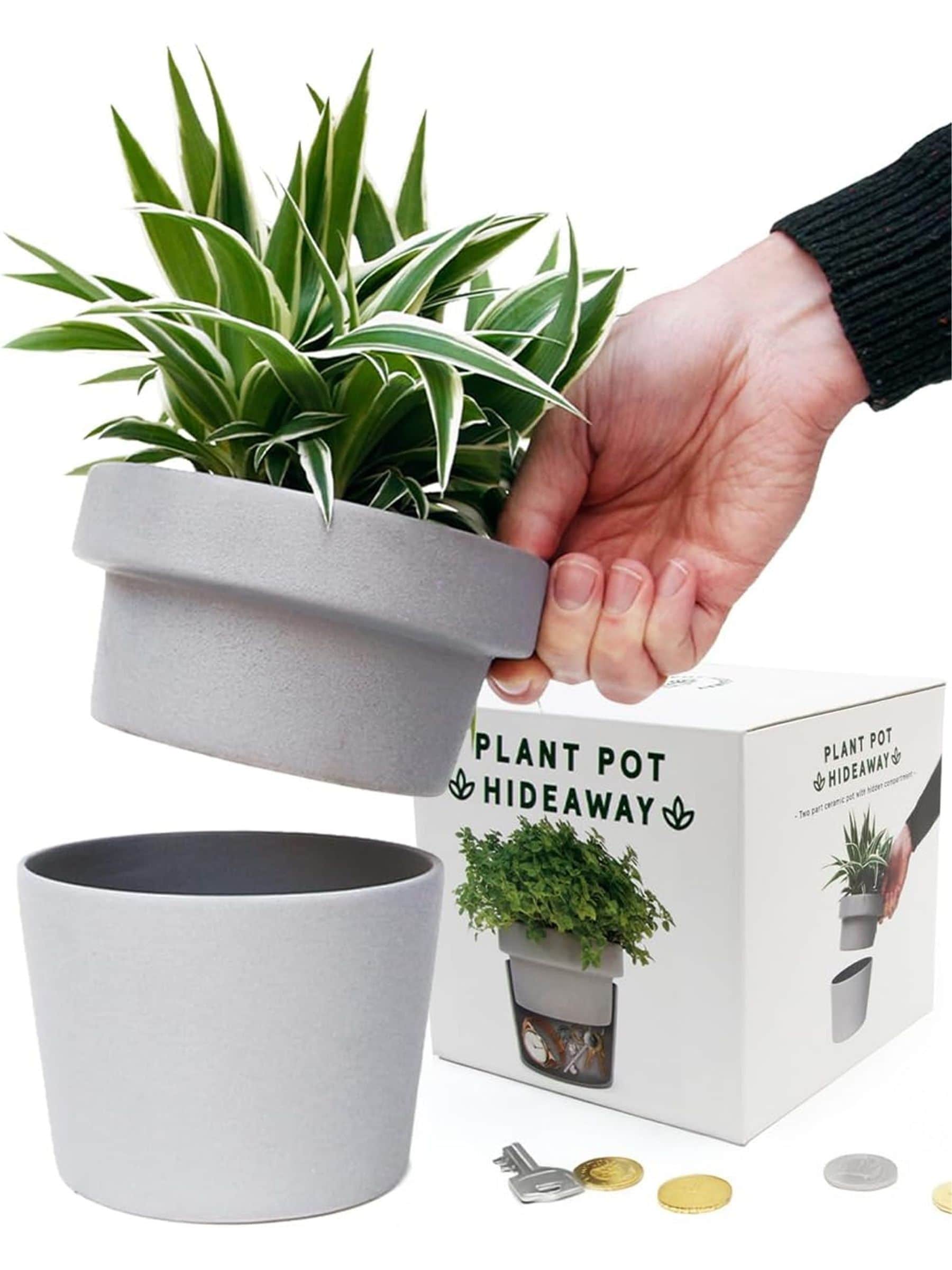 Suck UK - Plant Pot with Hidden Storage - Grey - Extra Small - Image 2