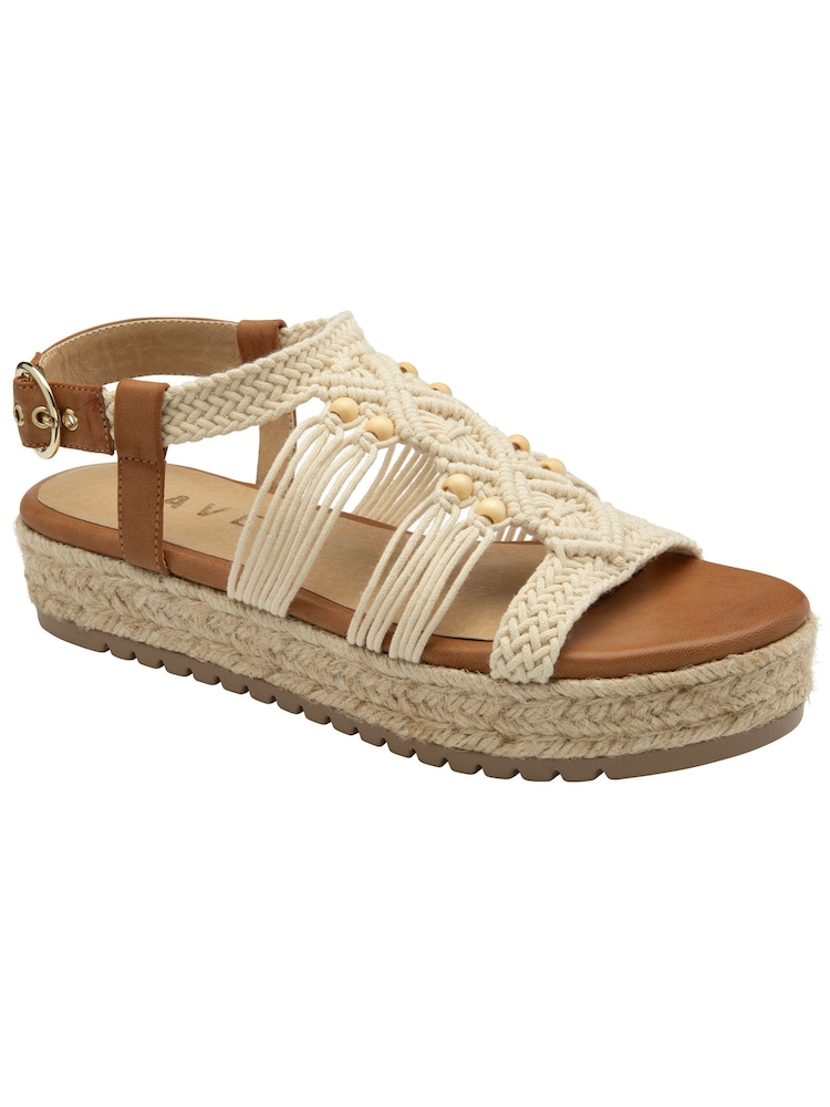Ravel Brown Flatform Sandals With A Woven Textile Upper - Image 1 of 3 Ravel Brown Flatform Sandals With A Woven Textile Upper - Image 1 of 3