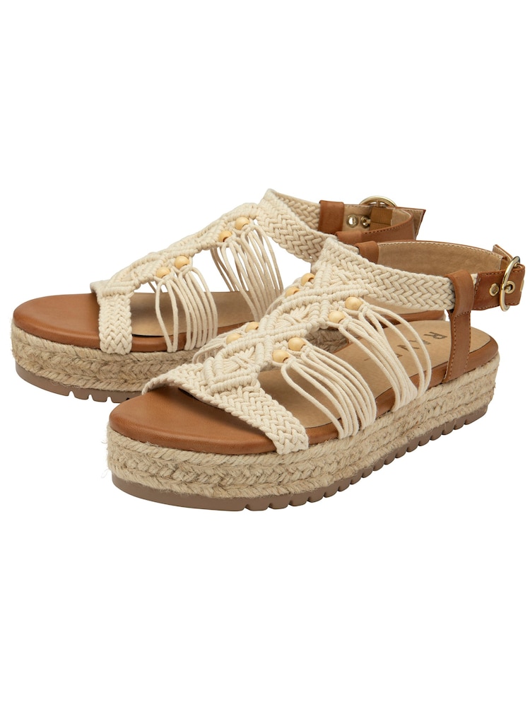 Ravel Brown Flatform Sandals With A Woven Textile Upper - Image 2 of 3 Ravel Brown Flatform Sandals With A Woven Textile Upper - Image 2 of 3