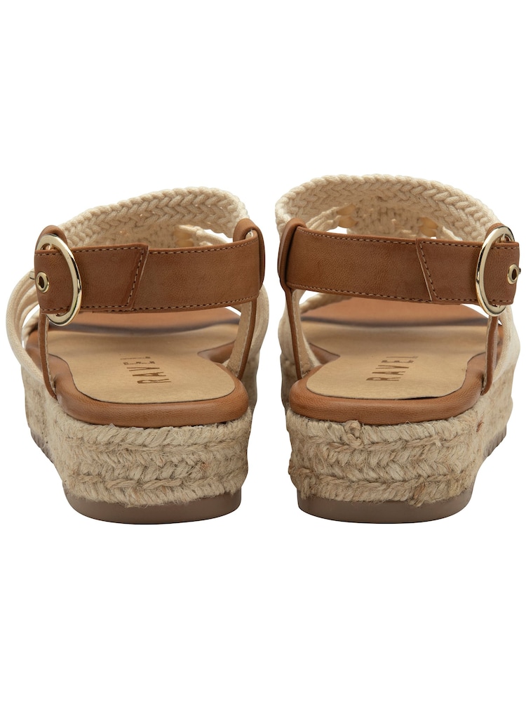 Ravel Brown Flatform Sandals With A Woven Textile Upper - Image 3 of 3