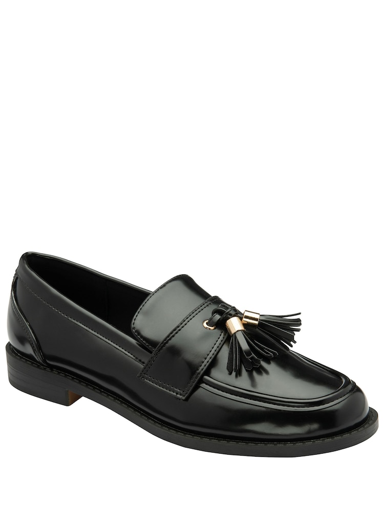 Ravel Black Tassle Trim Loafers Shoes - Image 1 of 4