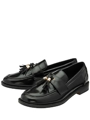 Ravel Black Tassle Trim Loafers Shoes - Image 2 of 4