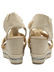 Ravel Natural Hesian Wedge Sandals With Tie Up Lace - Image 3 of 4