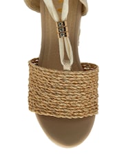 Ravel Natural Hesian Wedge Sandals With Tie Up Lace - Image 4 of 4