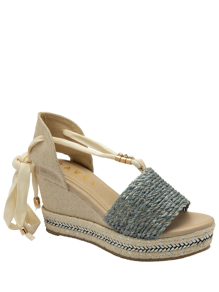 Ravel Blue Hesian Wedge Sandals With Tie Up Lace - Image 1 of 4