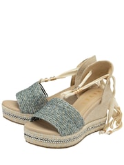 Ravel Blue Hesian Wedge Sandals With Tie Up Lace - Image 2 of 4