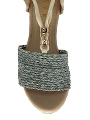 Ravel Blue Hesian Wedge Sandals With Tie Up Lace - Image 4 of 4
