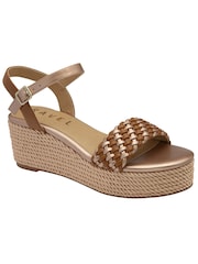 Ravel Brown Woven Upper Sandals On A Flatform Wegde Unit - Image 1 of 3