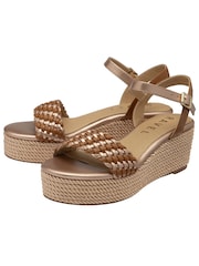 Ravel Brown Woven Upper Sandals On A Flatform Wegde Unit - Image 2 of 3