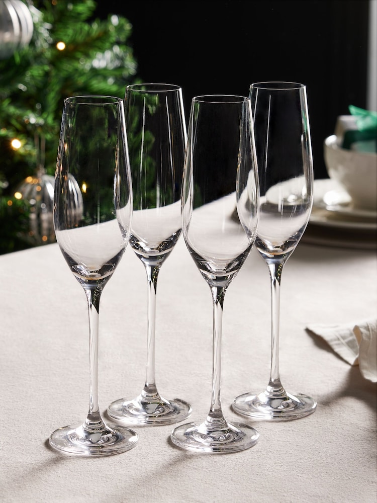 Clear Nova Flute Glasses Set of 4 Champagne Flute Glasses - Image 2 of 3 Clear Nova Flute Glasses Set of 4 Champagne Flute Glasses - Image 2 of 3
