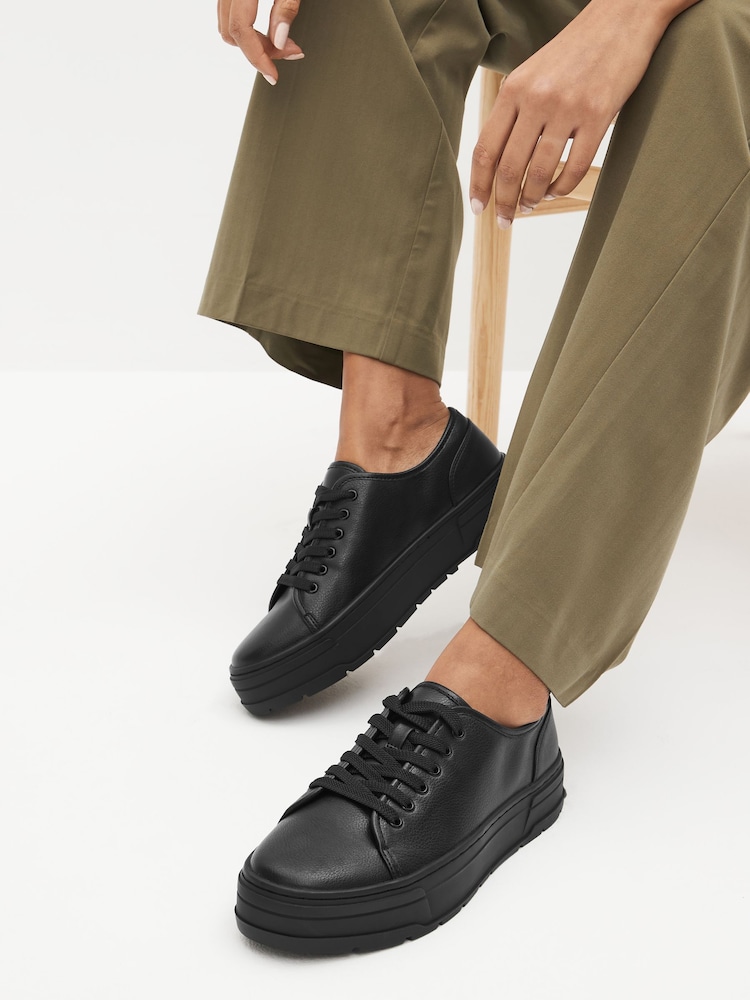 Black Forever Comfort® Patent Cleated Sole Chunky Trainers - Image 1 of 8