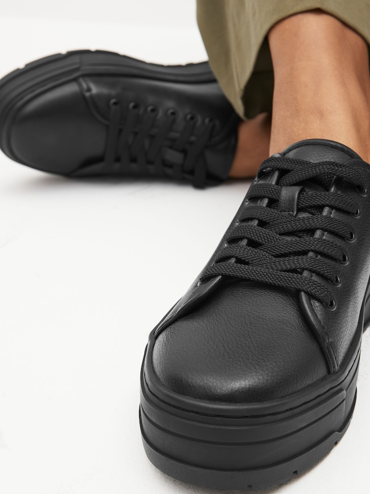 Black Forever Comfort® Patent Cleated Sole Chunky Trainers - Image 2 of 8