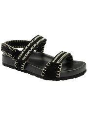 Ravel Black Strappy Leather Footbed Sandals With Touch Fastening Sport Straps - Image 1 of 3