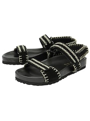 Ravel Black Strappy Leather Footbed Sandals With Touch Fastening Sport Straps - Image 2 of 3