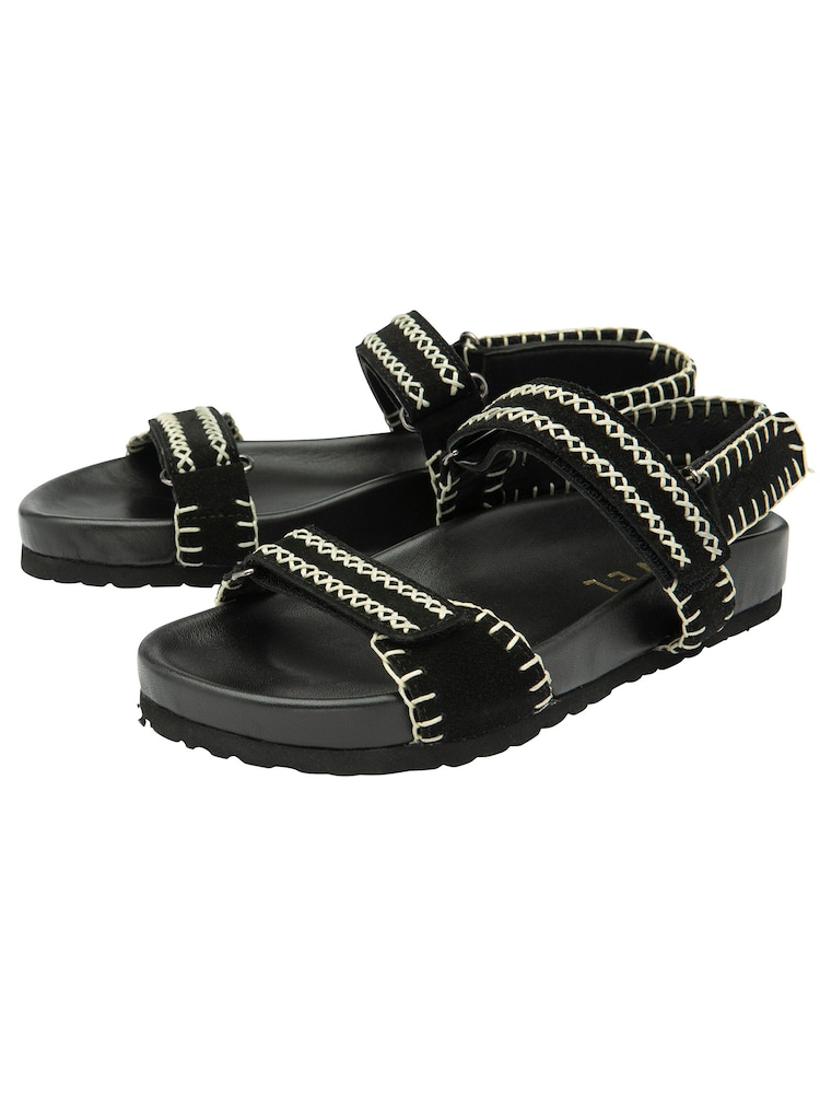 Ravel Black Strappy Leather Footbed Sandals With Touch Fastening Sport Straps - Image 2 of 3