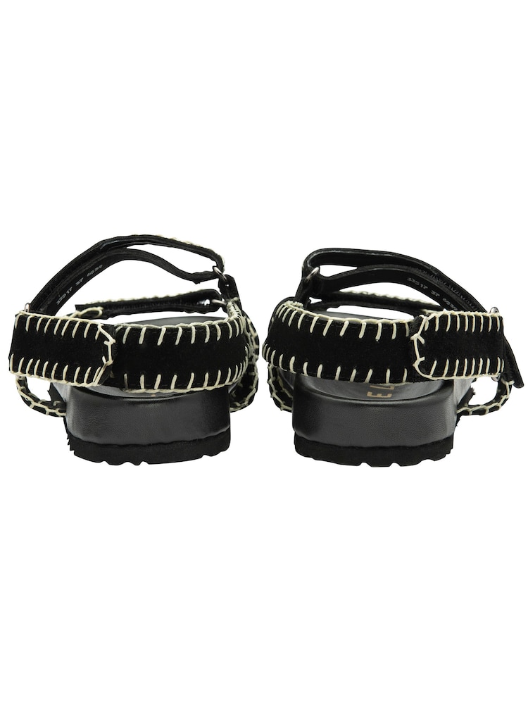 Ravel Black Strappy Leather Footbed Sandals With Touch Fastening Sport Straps - Image 3 of 3