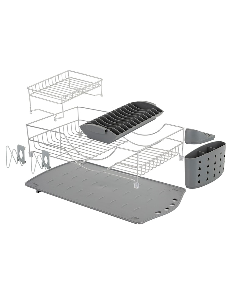 Tower Grey Compact 2 Tier Dish Rack With Cutlery Holder - Image 1 of 4 Tower Grey Compact 2 Tier Dish Rack With Cutlery Holder - Image 1 of 4