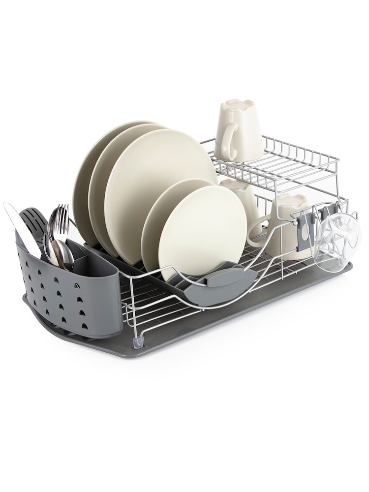 Tower Grey Compact 2 Tier Dish Rack With Cutlery Holder - Image 2 of 4