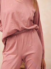 Pink Floral Cotton Long Sleeve Pyjamas - Image 5 of 8
