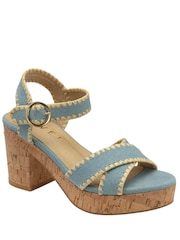 Ravel Blue Cross-Over Platform Sandals - Image 1 of 3
