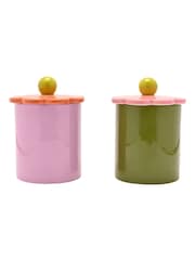 Widdop Set of 2 Multi Coloured Flower Storage Jars - Image 2 of 4