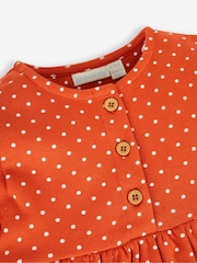JoJo Maman Bébé Rust Orange Tractor Appliqué Button Front Dress - Image 3 of 3