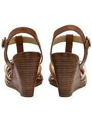Ravel Brown Leather Strappy Wedge Sandals - Image 3 of 4