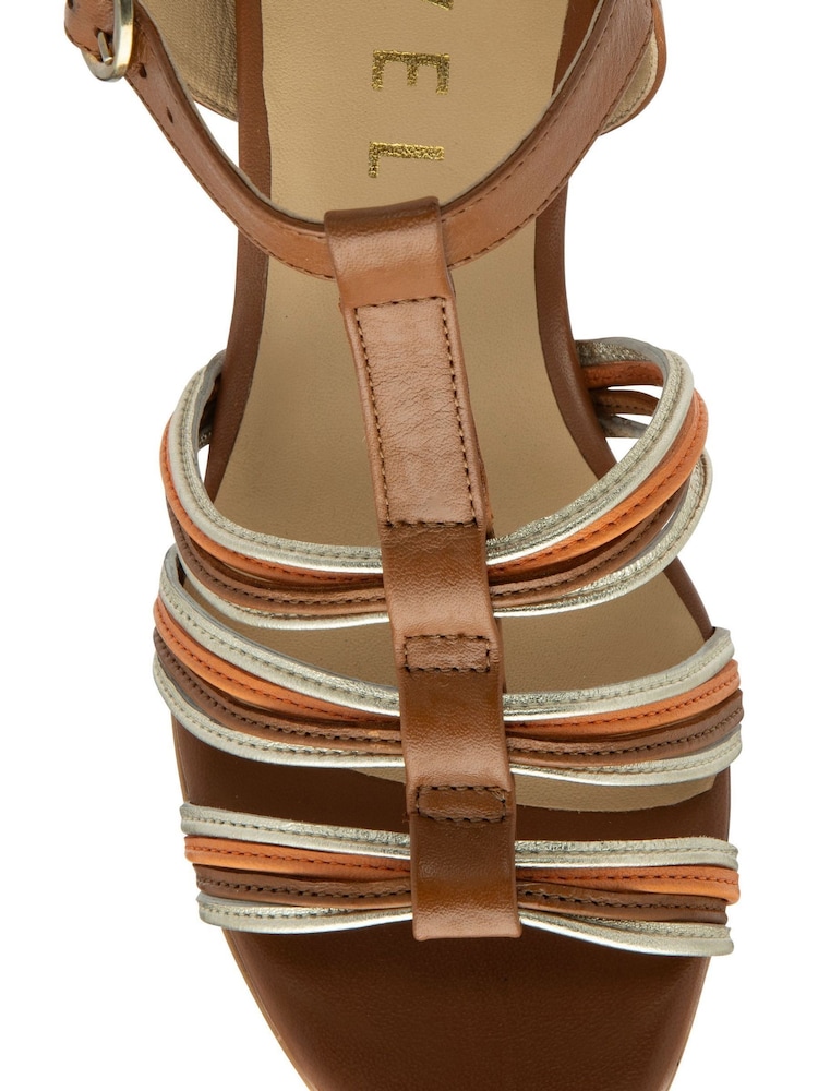Ravel Brown Leather Strappy Wedge Sandals - Image 4 of 4