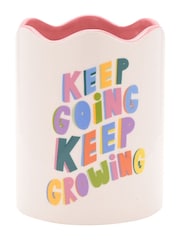 Widdop White Plant Pot - Keep Growing Saying - Image 2 of 3