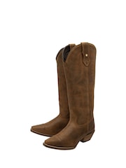 Ravel Brown Leather Mid Calf Cowboy Western Boots - Image 2 of 4