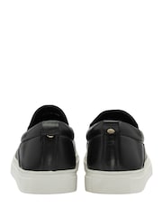 Ravel Black Leather Slip-Ons Trainers - Image 3 of 4