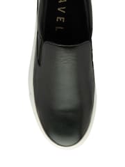 Ravel Black Leather Slip-Ons Trainers - Image 4 of 4
