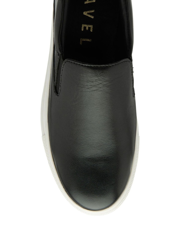 Ravel Black Leather Slip-Ons Trainers - Image 4 of 4