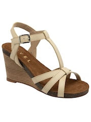 Ravel Cream Leather Wedge Sandals With Strappy Upper - Image 1 of 4