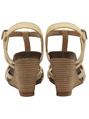 Ravel Cream Leather Wedge Sandals With Strappy Upper - Image 3 of 4