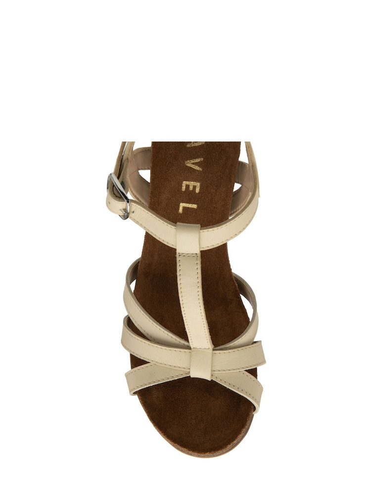 Ravel Cream Leather Wedge Sandals With Strappy Upper - Image 4 of 4