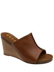 Ravel Brown Leather Wedge Mule Sandals - Image 1 of 4