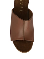 Ravel Brown Leather Wedge Mule Sandals - Image 4 of 4
