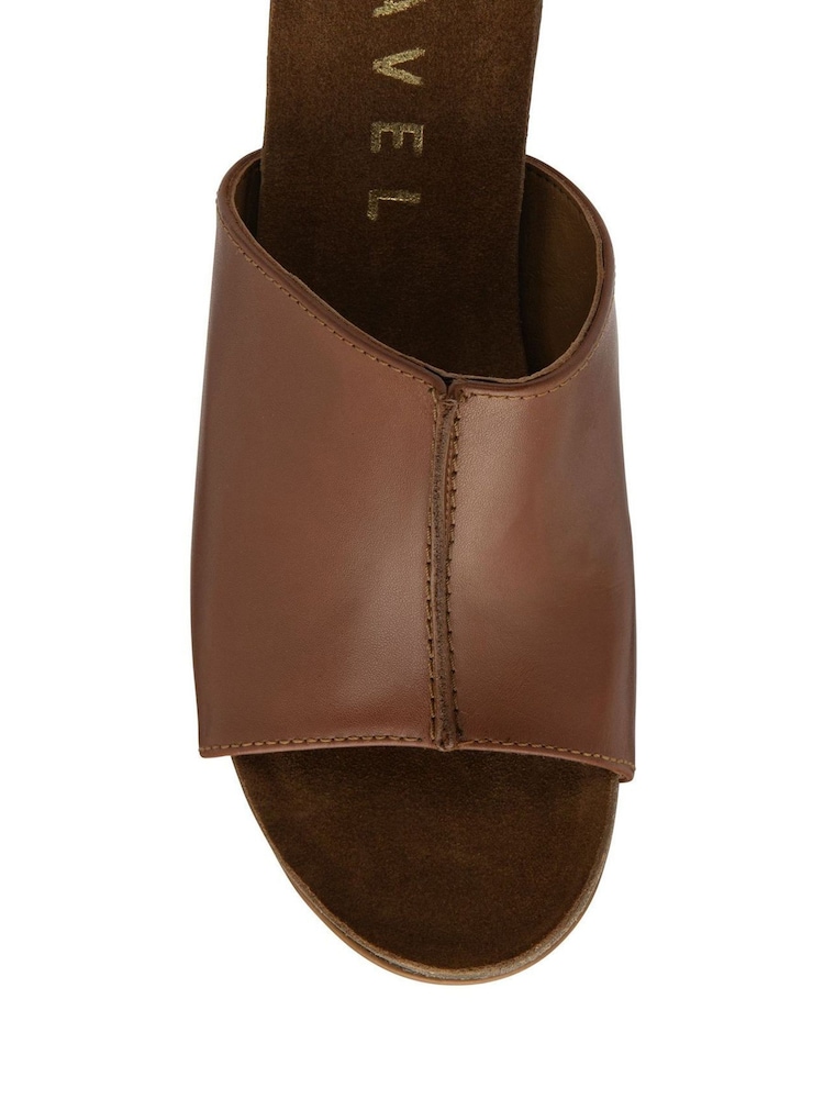 Ravel Brown Leather Wedge Mule Sandals - Image 4 of 4 Ravel Brown Leather Wedge Mule Sandals - Image 4 of 4