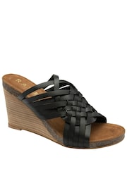 Negru - Ravel Leather Pantofi cu platformă Strappy Mule Sandale - Image 1 of 4