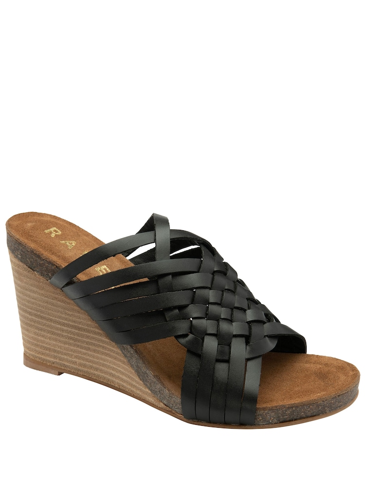 Negru - Ravel Leather Pantofi cu platformă Strappy Mule Sandale - Image 1 of 4