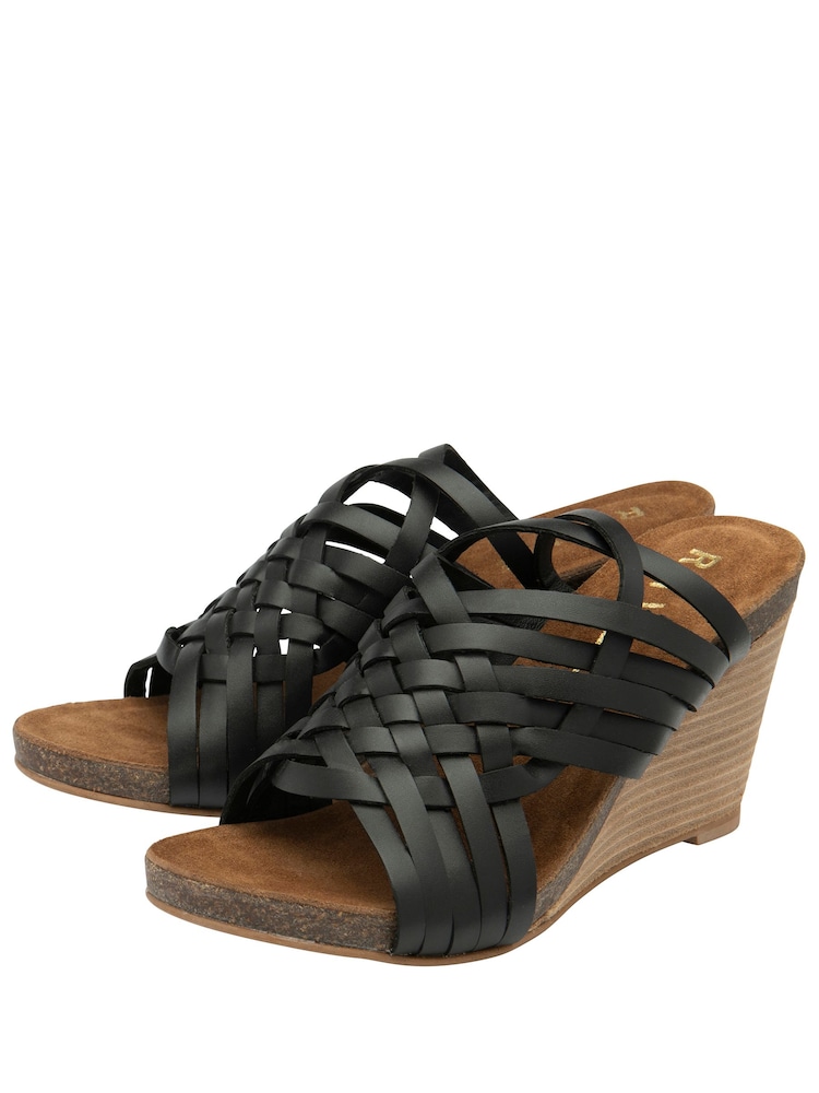 Negru - Ravel Leather Pantofi cu platformă Strappy Mule Sandale - Image 2 of 4