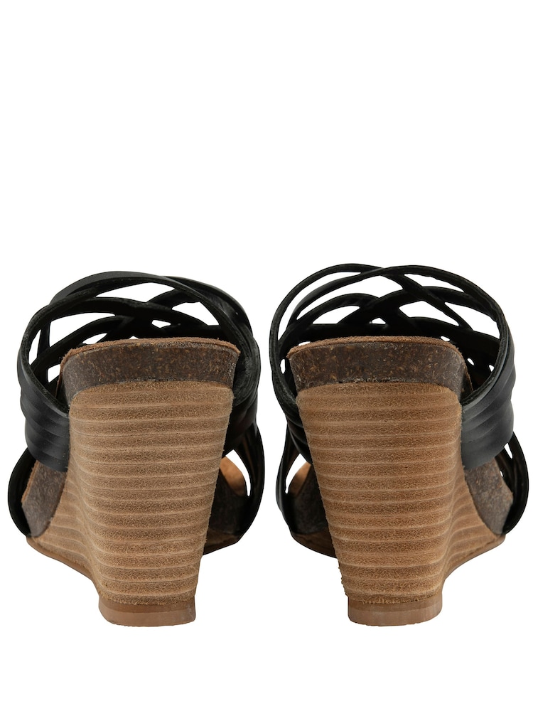 Negru - Ravel Leather Pantofi cu platformă Strappy Mule Sandale - Image 3 of 4