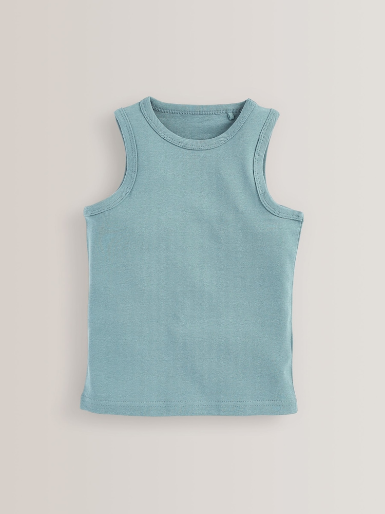 Blue 100% Cotton' to header Vests 5 Pack (1.5-16yrs) - Image 5 of 6