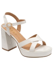 Ravel White Cross Strap Open Toe Platform Sandals - Image 1 of 4
