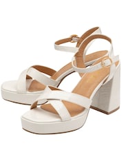 Ravel White Cross Strap Open Toe Platform Sandals - Image 2 of 4