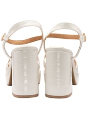 Ravel White Cross Strap Open Toe Platform Sandals - Image 3 of 4