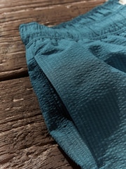 Navy Blue Seersucker Plain Premium Swim Shorts - Image 10 of 13