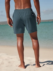 Navy Blue Seersucker Plain Premium Swim Shorts - Image 6 of 13