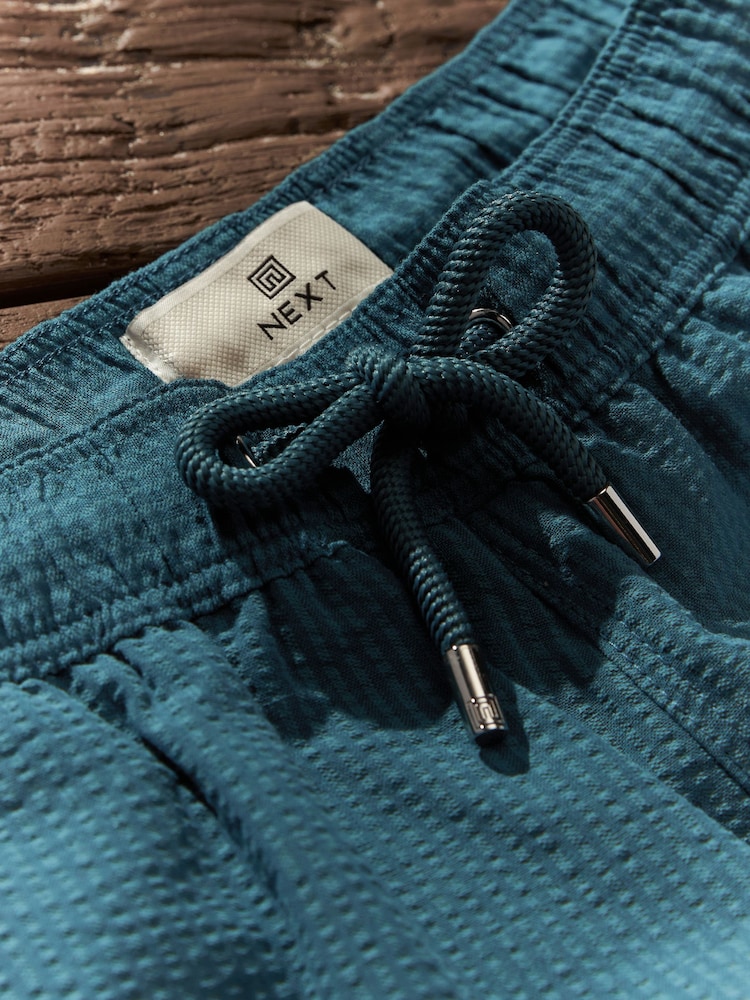 Navy Blue Seersucker Plain Premium Swim Shorts - Image 9 of 13